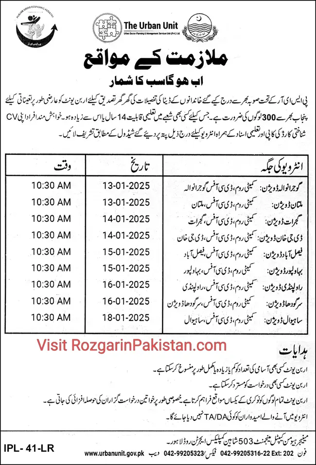 PSER Urban Unit Jobs 2025