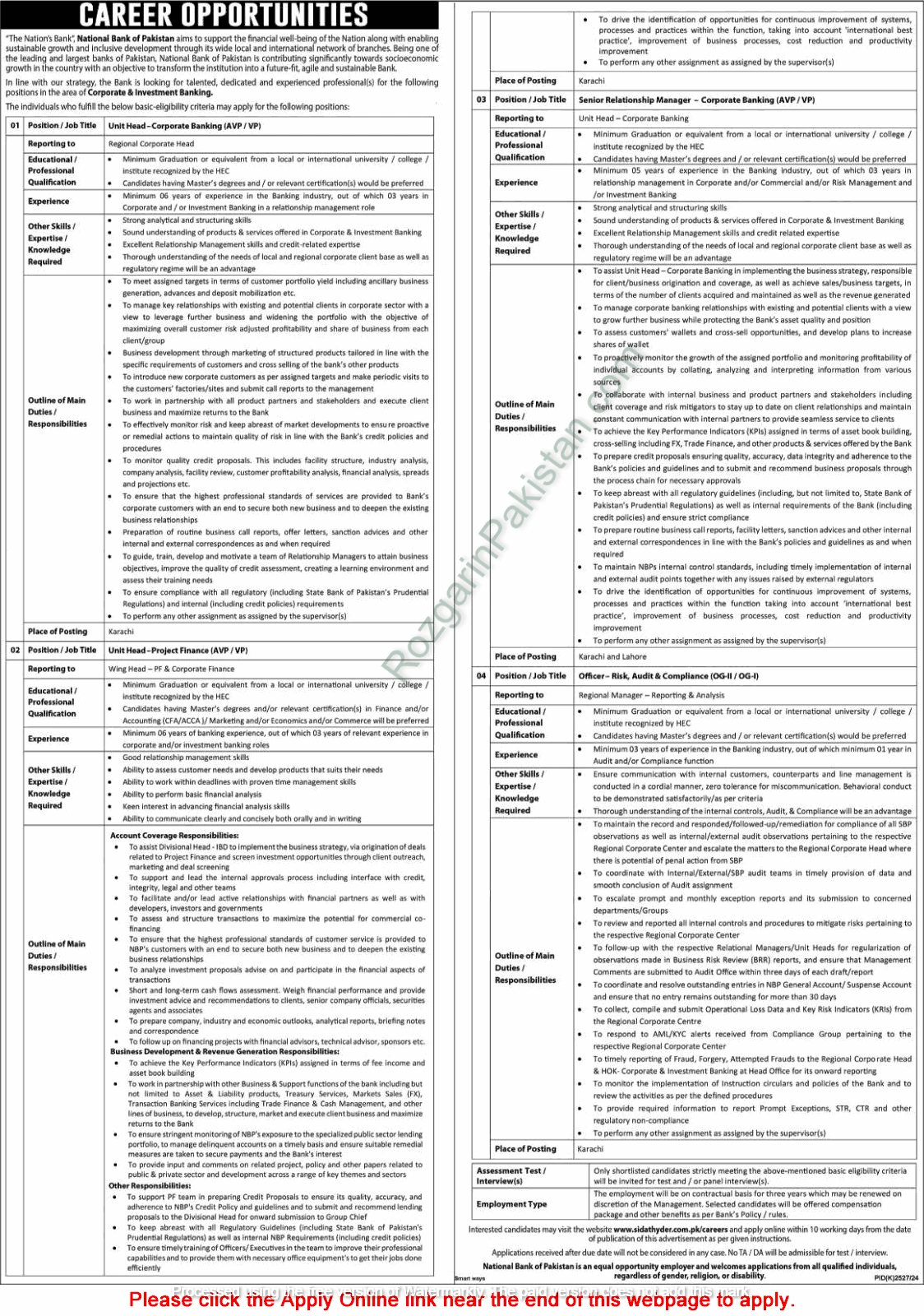 National Bank of Pakistan Jobs 2025