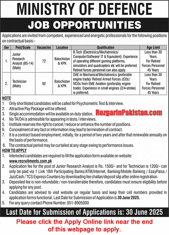 Ministry of Defence Jobs 2025 Ministry of Defence Jobs 2025